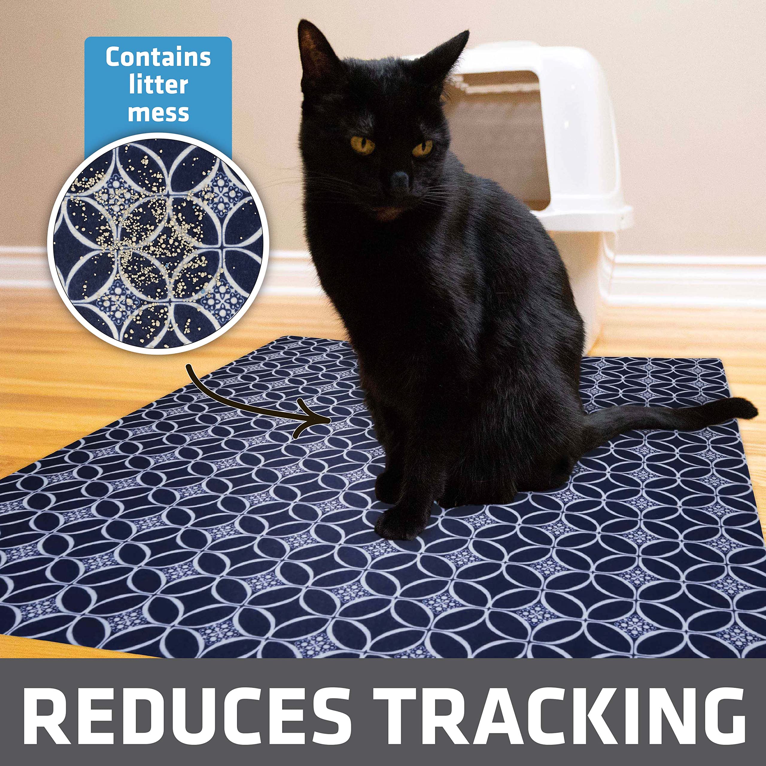 Drymate cat litter mat with urine-proof waterproof backing protects floors