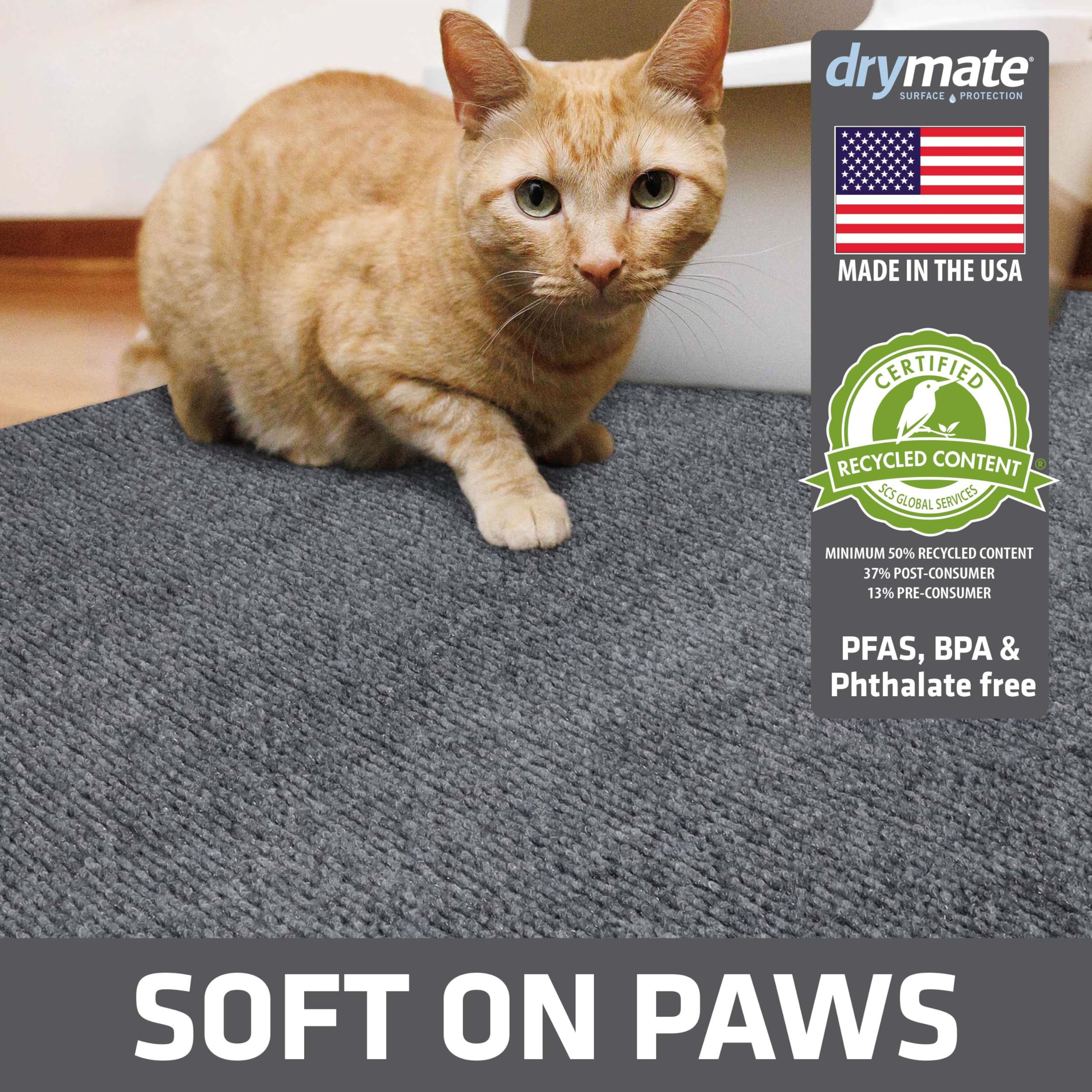 Waterproof backing protects floors from urine and spills