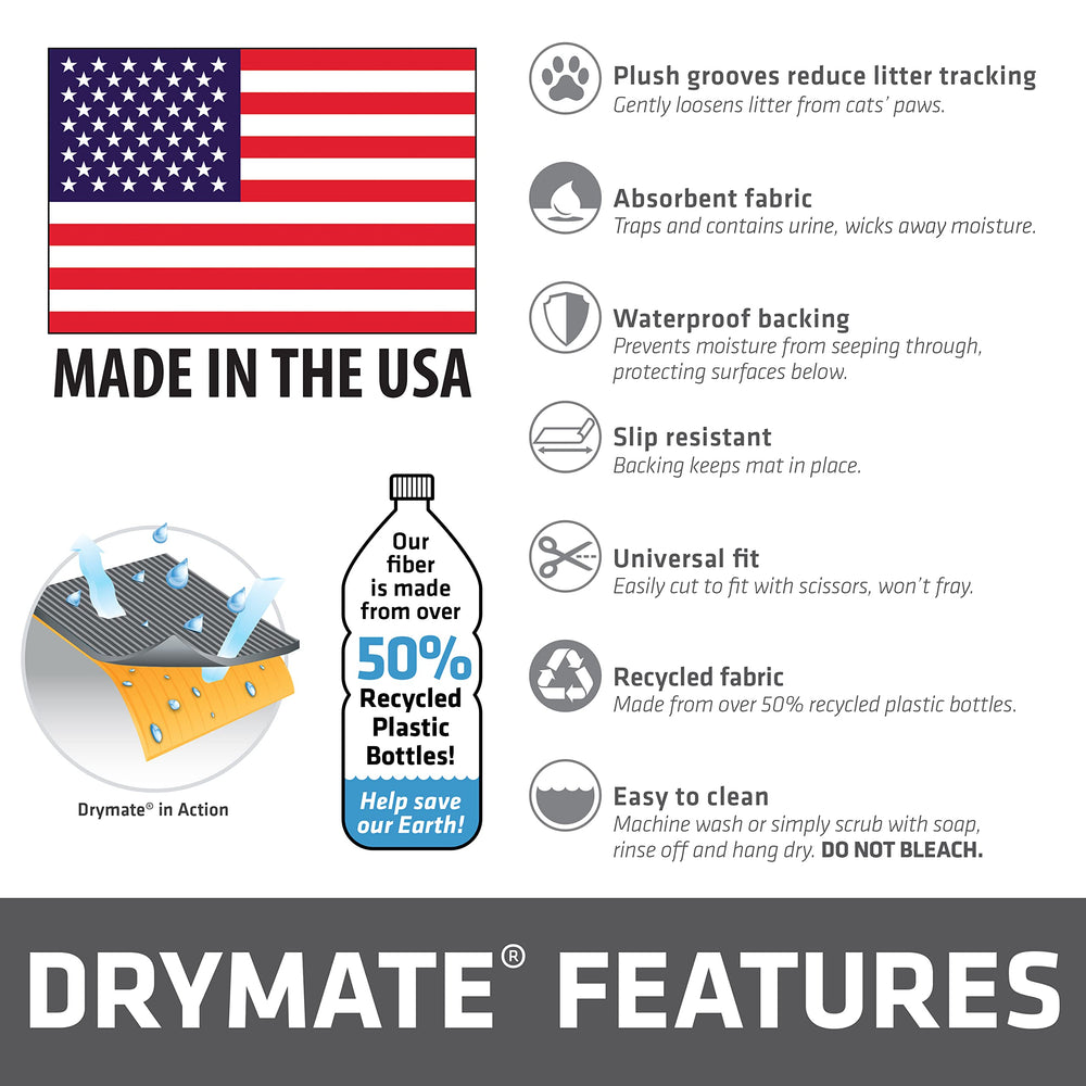 Drymate charcoal color mat blends discreetly with decor.