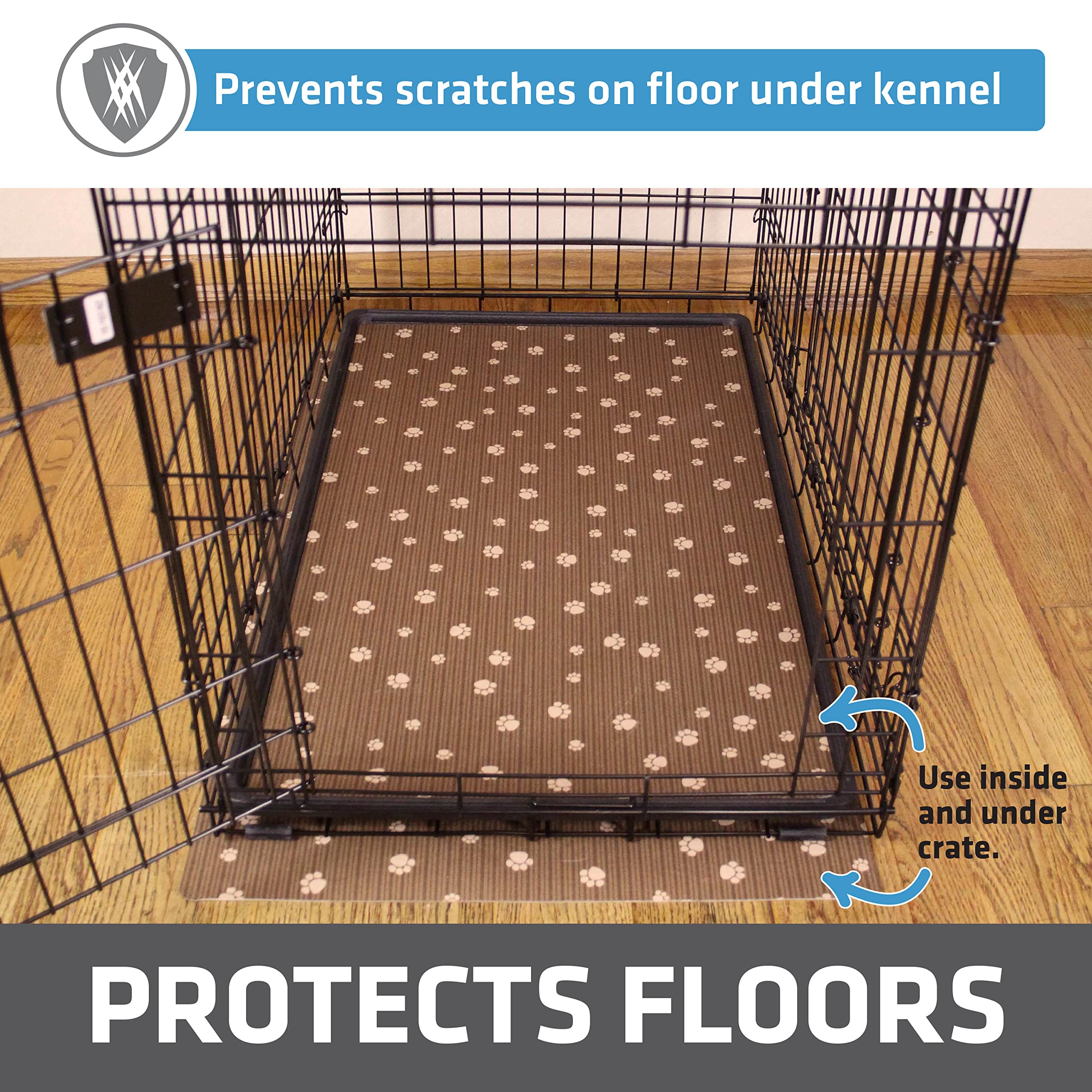 Drymate crate mat with waterproof backing protecting floors from spills.