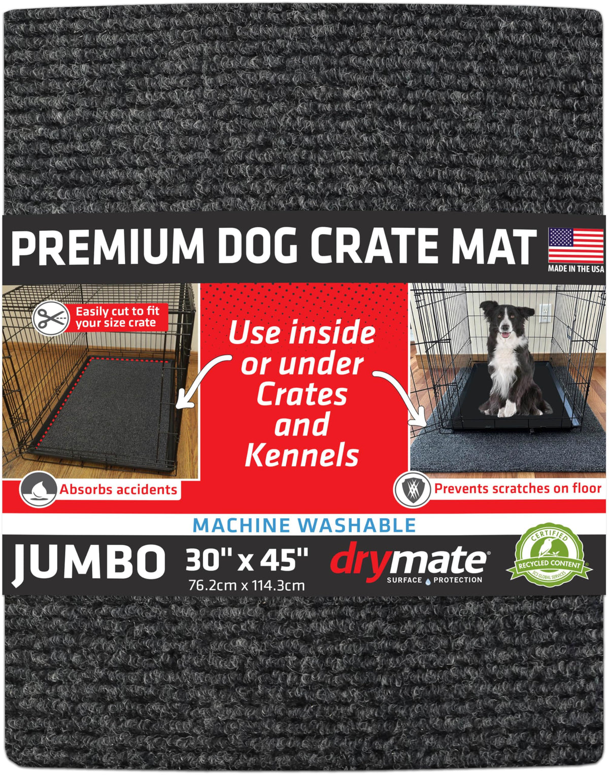 Drymate dog crate mat 30x45 under kennel cushions floors and protects surfaces