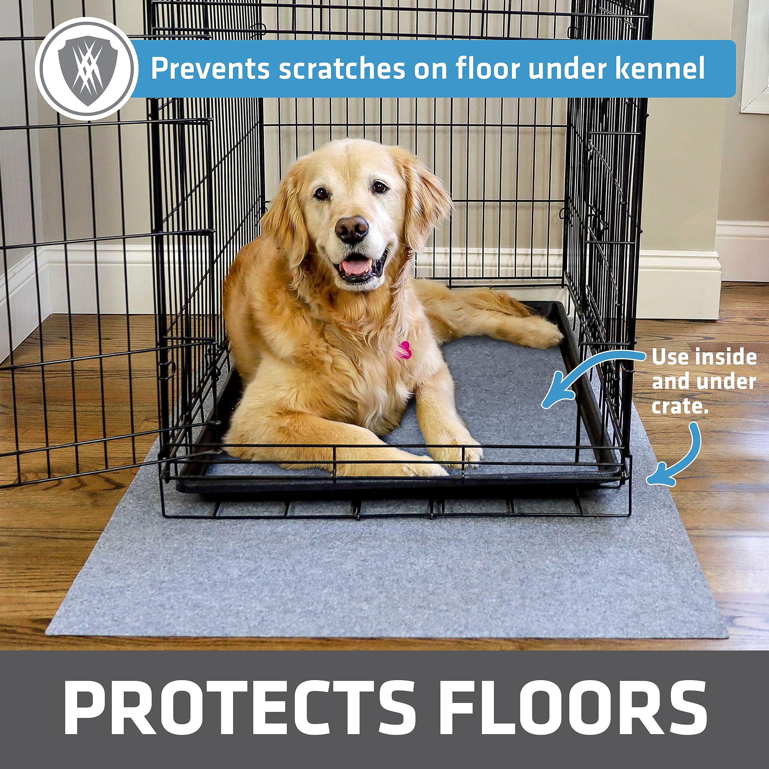 Drymate crate mat with waterproof backing keeps surfaces dry and safe.