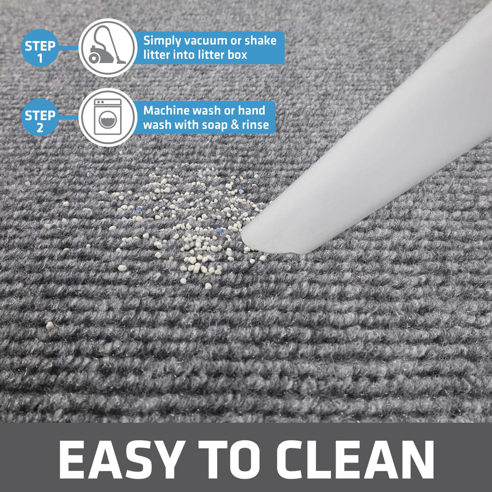 Drymate easy-clean, machine-washable mat simplifies cleanup after litter box visits