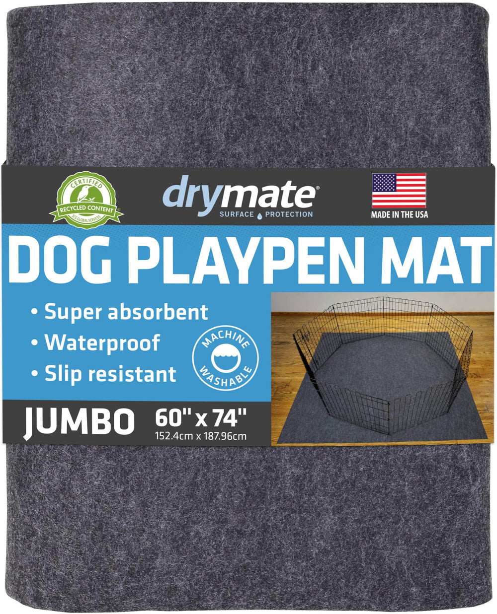 Drymate Jumbo Dog Playpen Mat 60x74 protecting floors during playtime