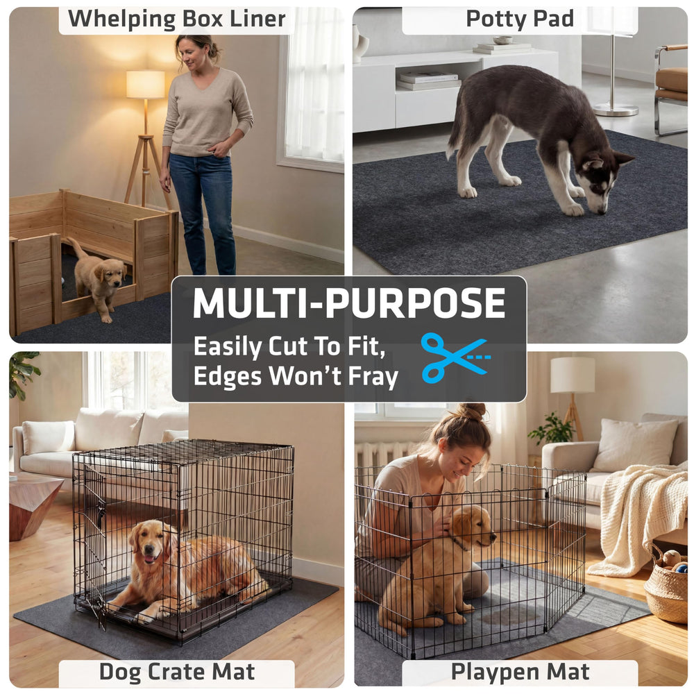 Drymate Jumbo Whelping Box Liner Mat cut-to-size for a custom fit.