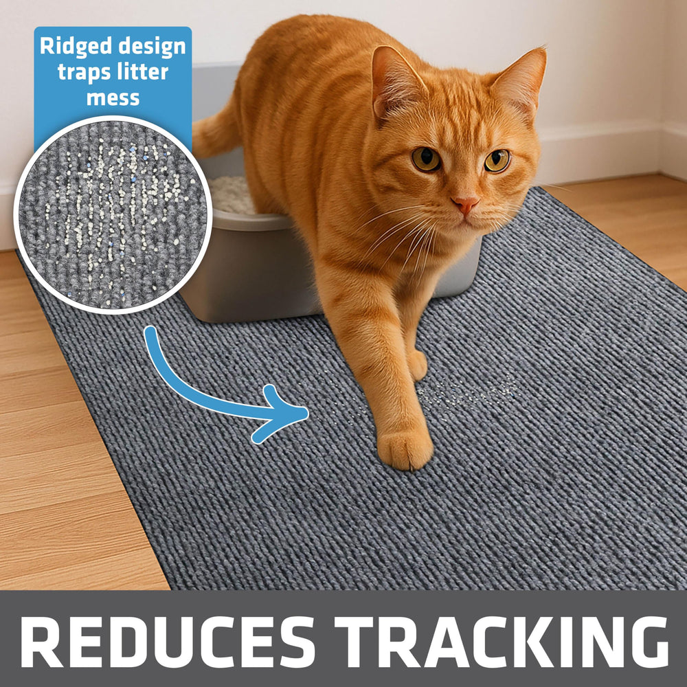 Drymate litter-trapping mat absorbs moisture and keeps floors dry.