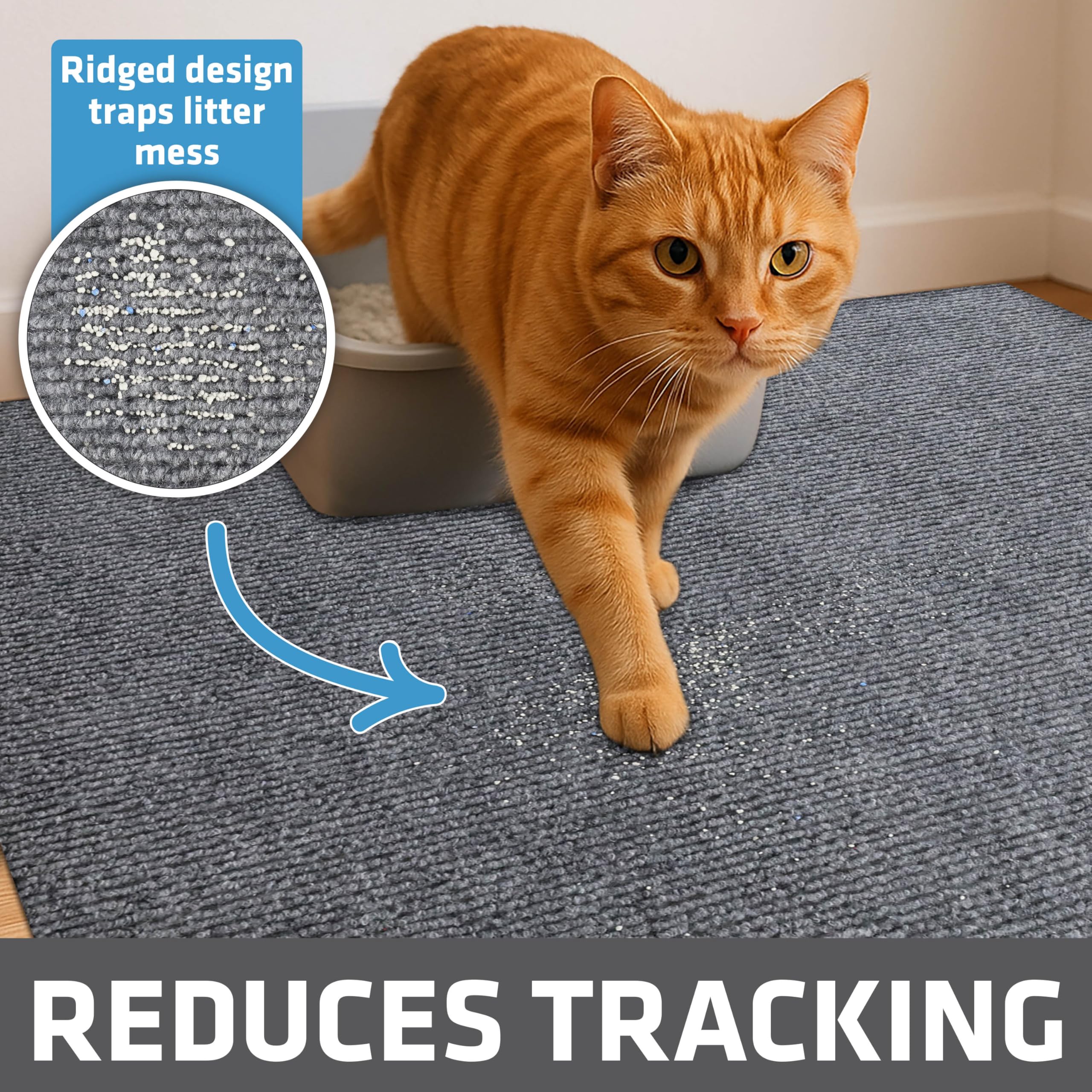 Absorbent Drymate fabric mat traps moisture for cleaner paws and surfaces