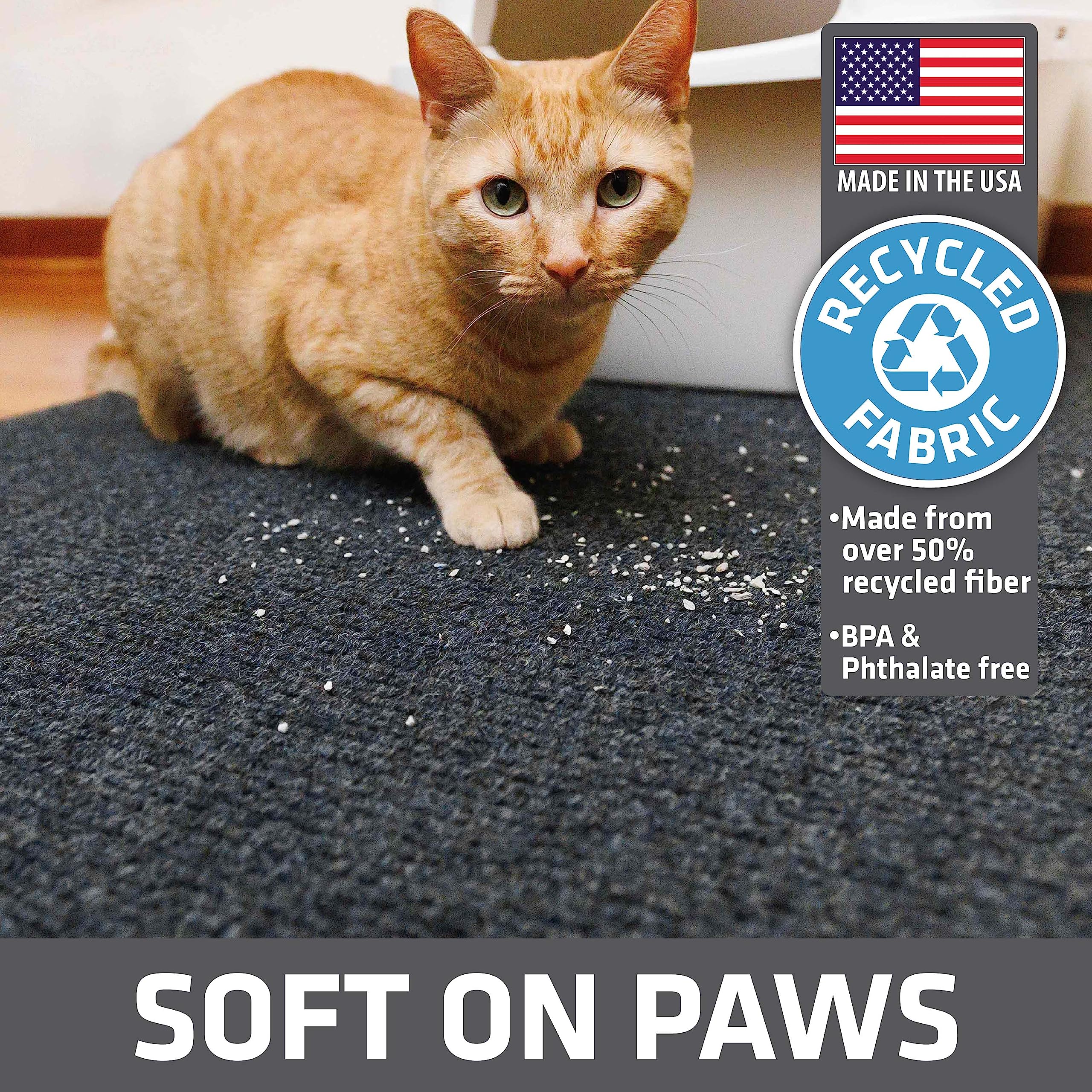 Drymate slip-resistant backing keeps mat in place.