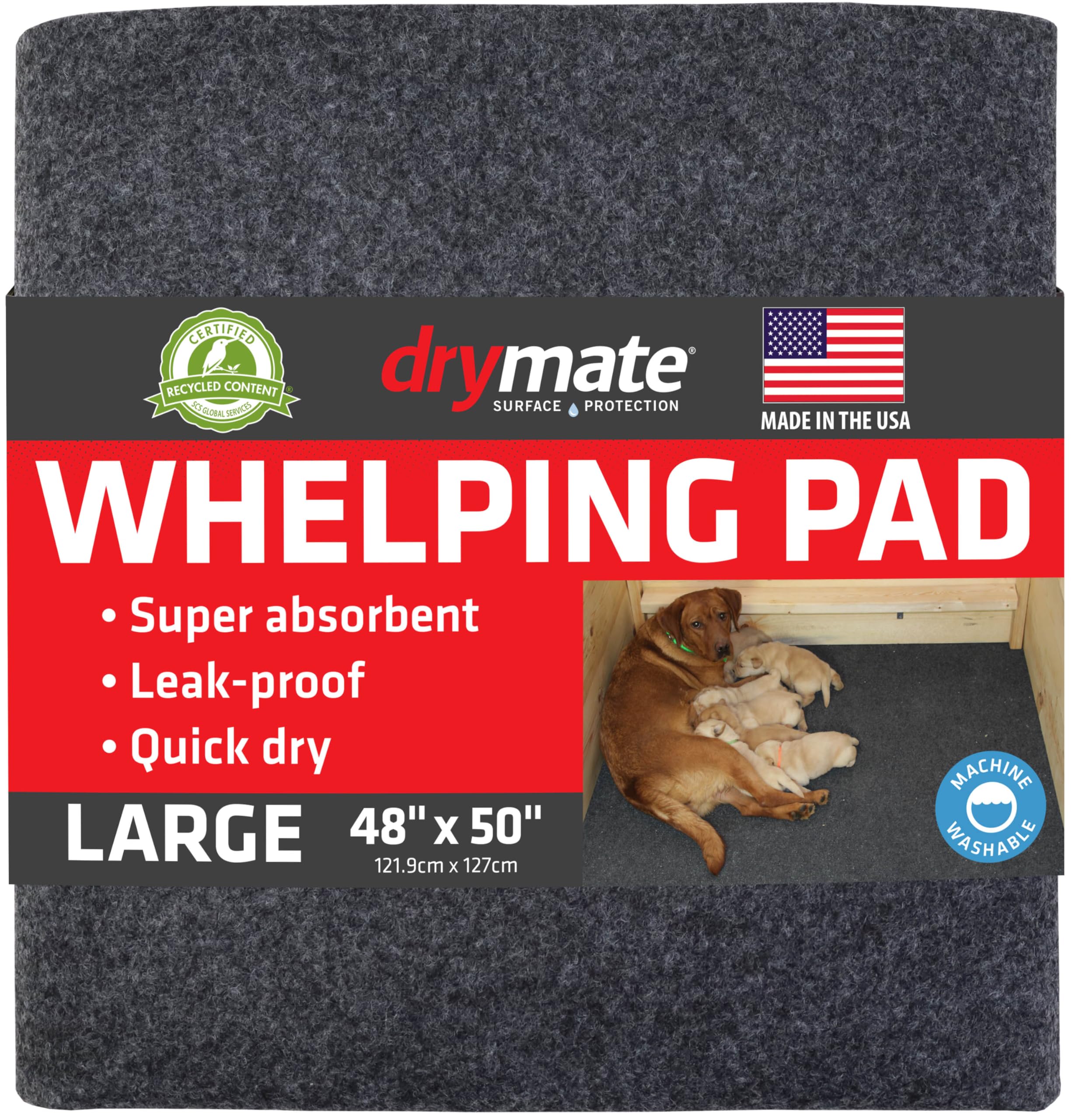 Drymate Whelping Box Liner Mat in a box to keep surfaces clean and dry.