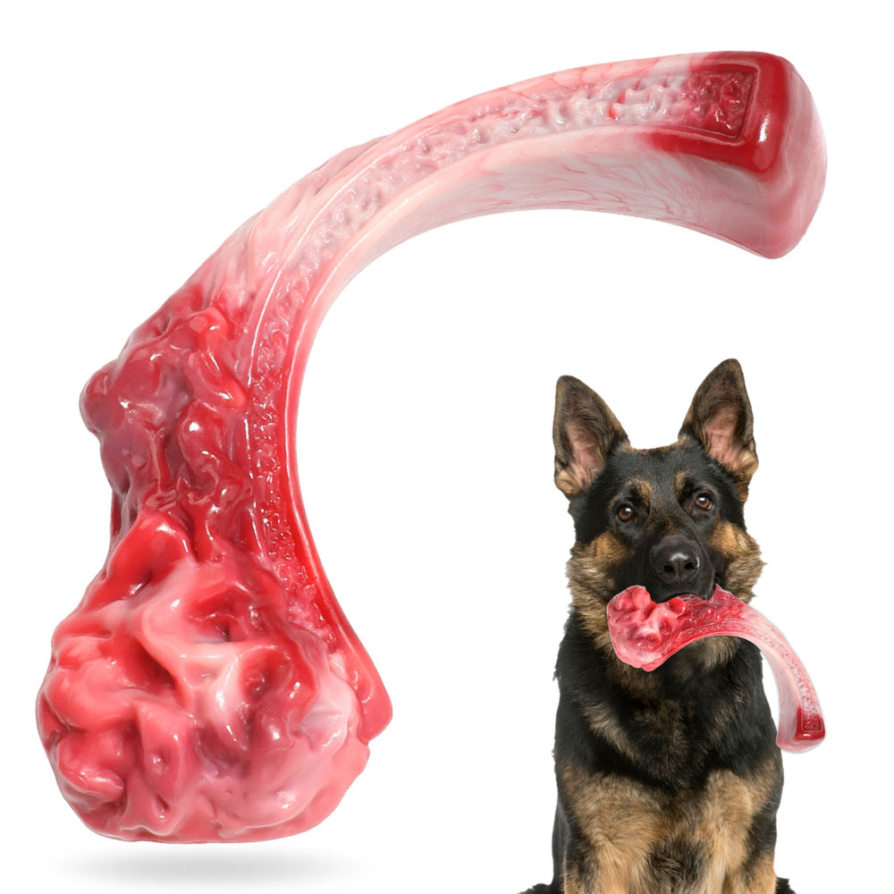 DSUMD Tough Nylon Bone with beef flavor for aggressive chewers, keeps dogs engaged.