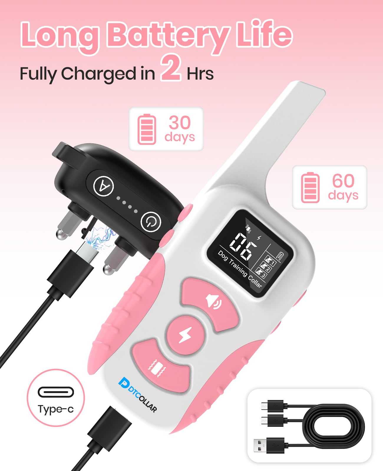 DTCollar long battery life reduces frequent recharging for uninterrupted sessions.