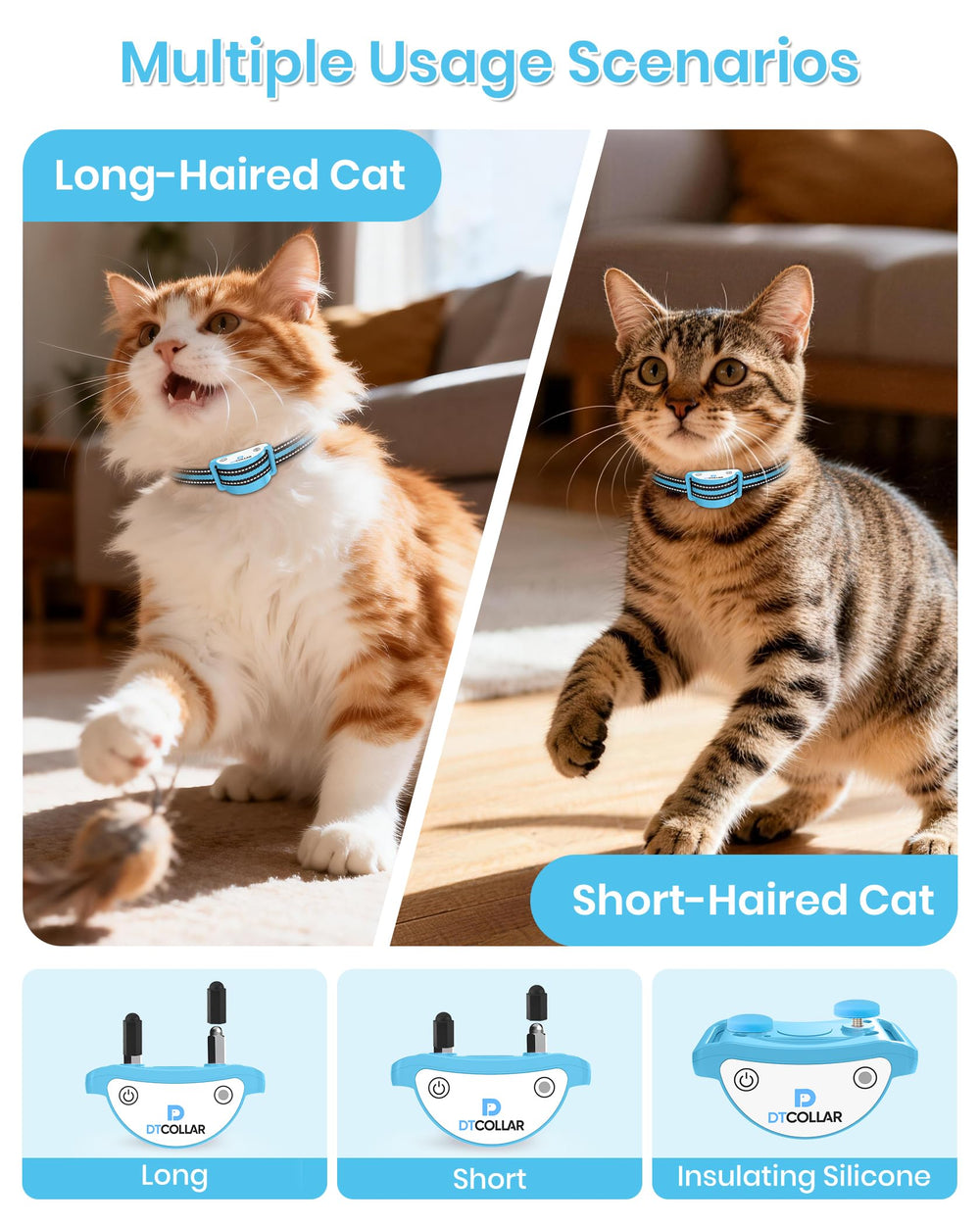 DTCollar Mini Cat silicone caps set suits long and short-haired cats