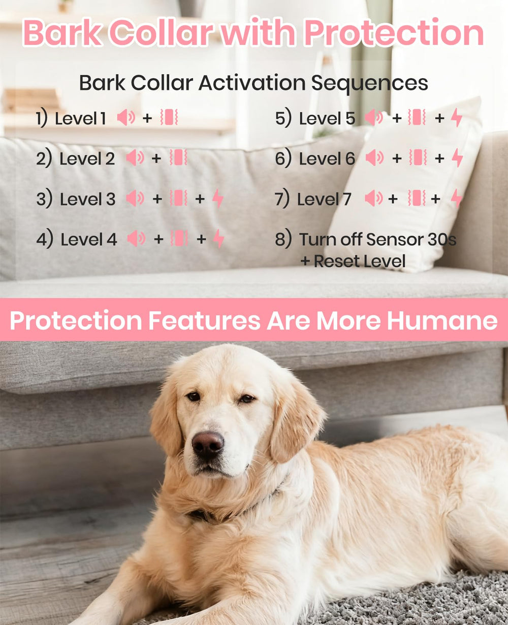 DTCollar shock mode trigger buttons illustrate adjustable intensities for controlled corrections.