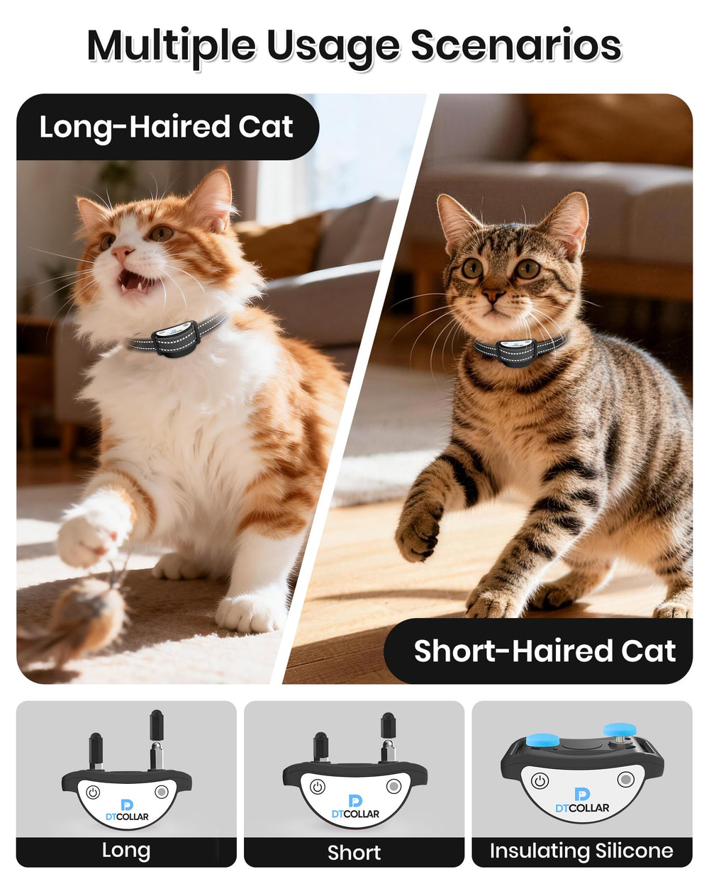 DTCollar short silicone caps for short haired cats during training