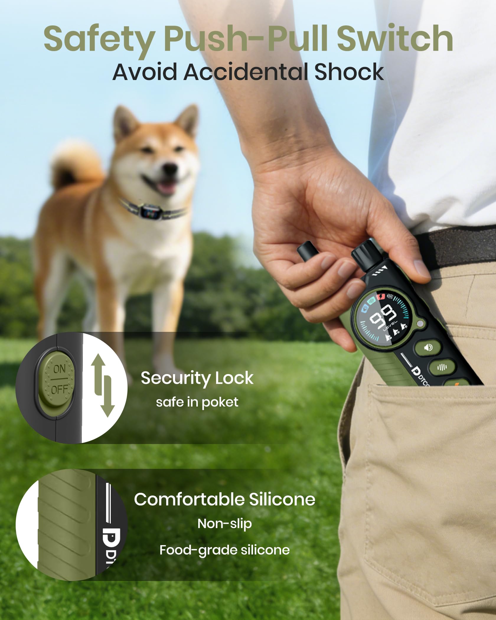 DTCollar soft nylon strap provides comfortable, neck-friendly wear.