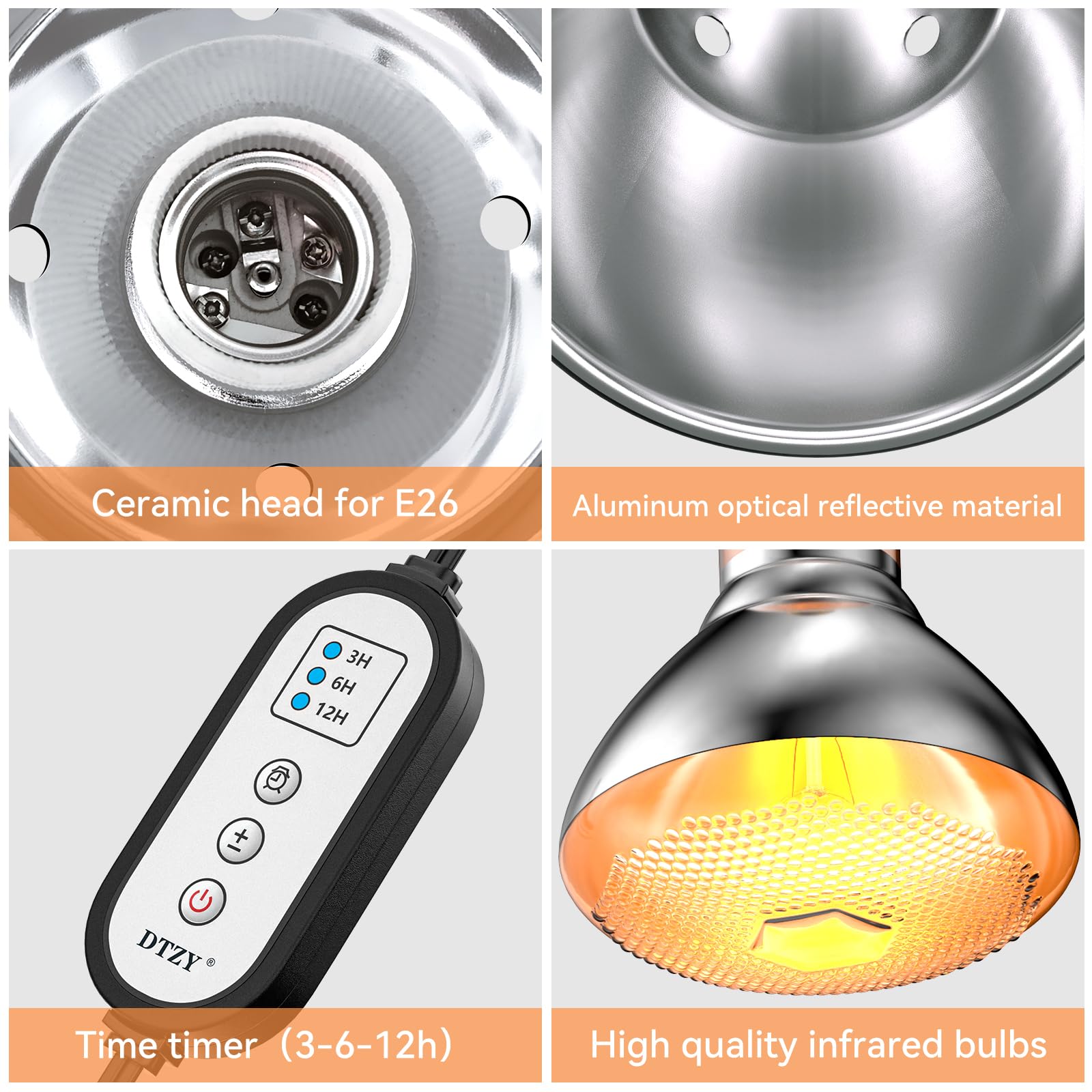 DTZY 150W heat bulb shown as part of the kit for reptile warmth