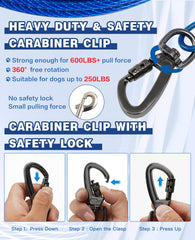 Duckygoo 360tangle-free clip keeps the line secure while your dog explores.