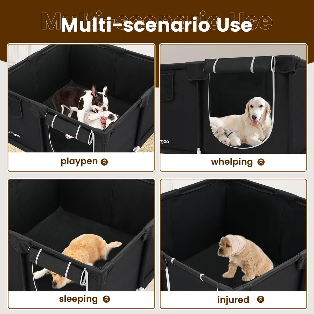 Duckygoo spacious 50x50 whelping box supports litter comfort.