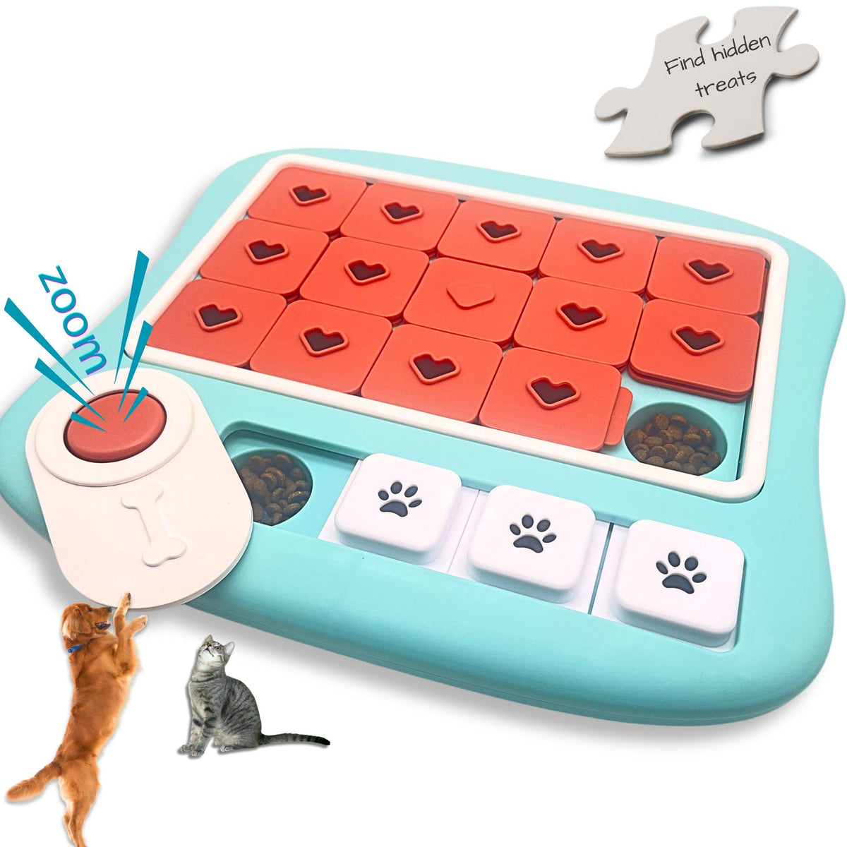 DUDULOVY dog puzzle Level 3 showing 18 treat compartments for mental engagement