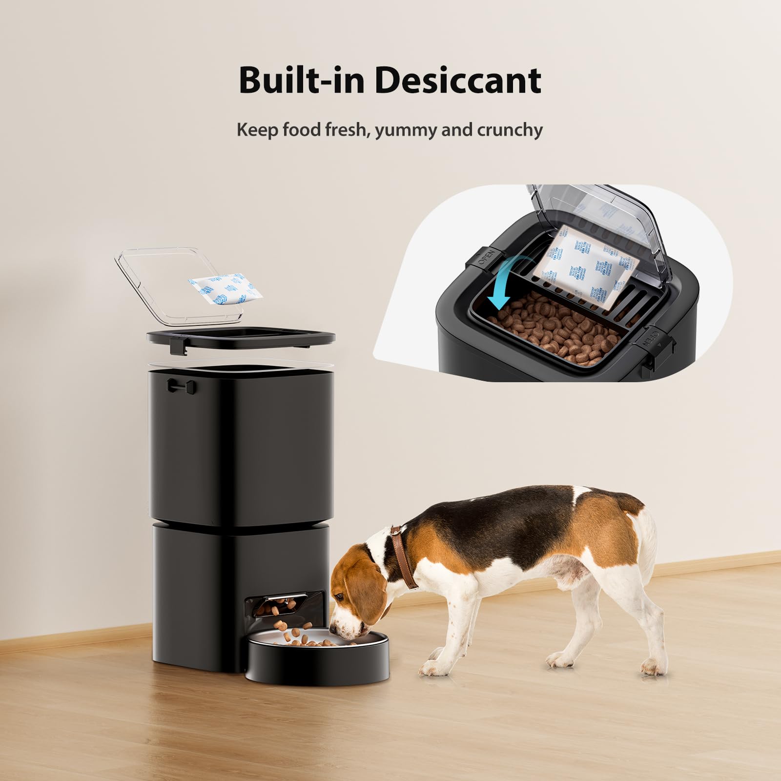 DUDUPET desiccant freshness system keeps dry food crisp and fresh