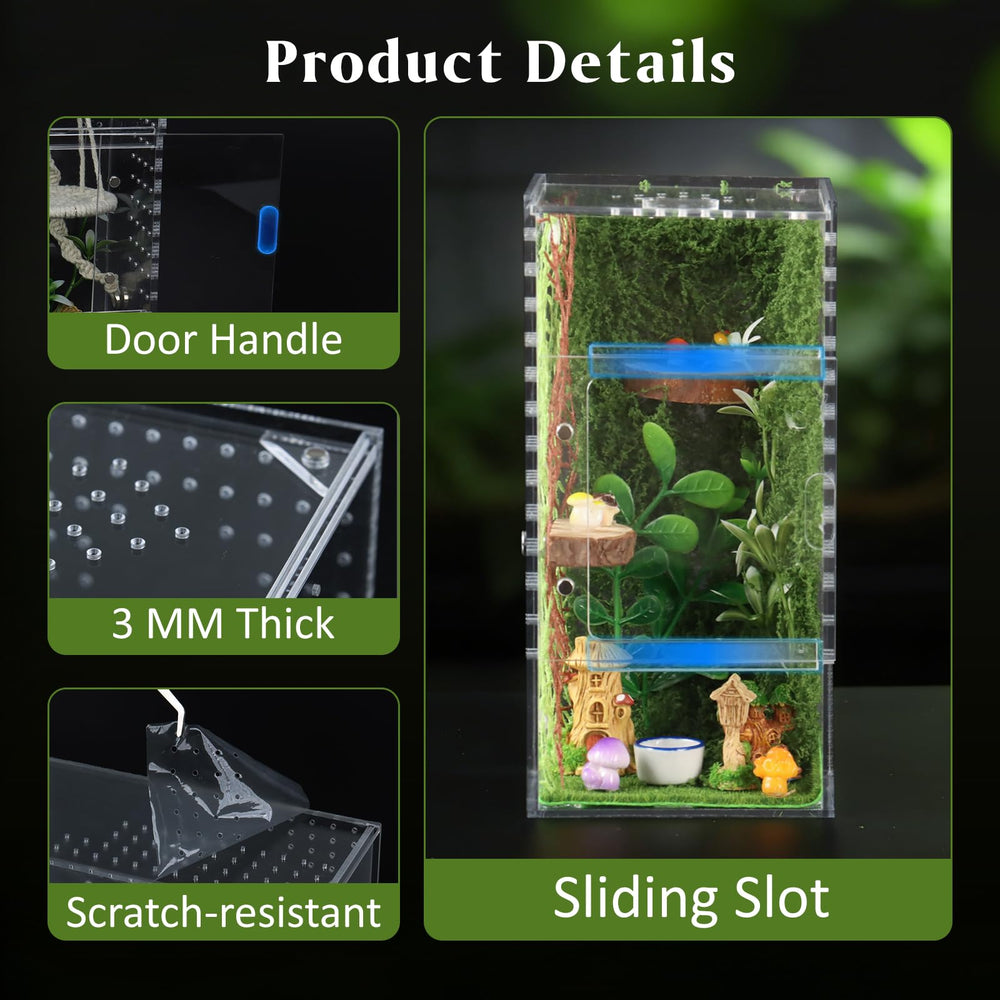 Duluvop miniature garden decorations create a natural habitat inside the enclosure