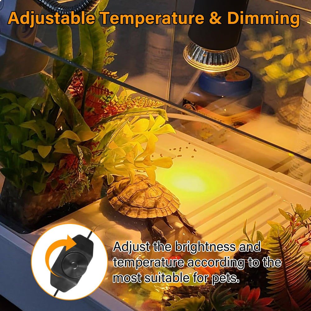 DUMILOO dimmable heating lamp with goose-neck enables precise temperature control.