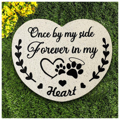DUMING-IN heart-shaped dog memorial stone for garden memory and tribute.