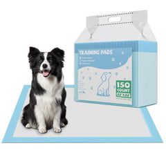 DUMOS 150-count underpads with quick-dry top layer for clean floors.
