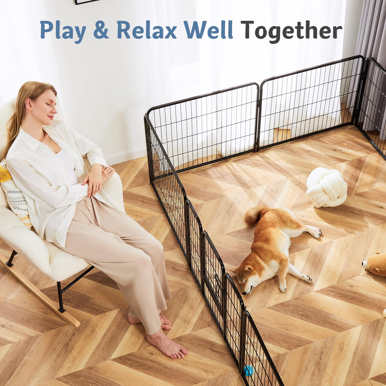 DUMOS 32-inch pet fence panel keeps dogs secure