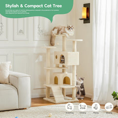 DUMOS cat tree with two condos offering cozy retreats for large cats.