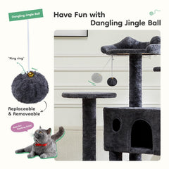 DUMOS 54-inch cat tree condos interior reveals cozy resting nooks.