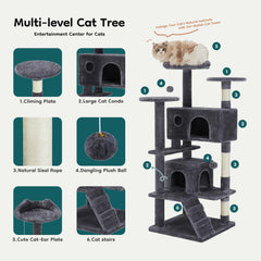 DUMOS cat tree sisal scratching posts promote healthy claws and durable wear.