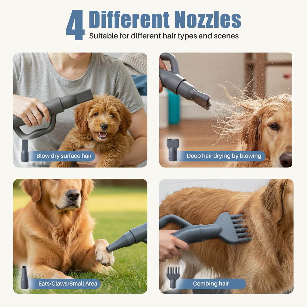 DUMOS grooming dryer with 6.5 ft hose for flexible reach