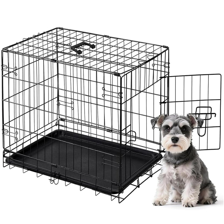 DUMOS dog crate exterior view shows sturdy metal frame for versatile indoor use.