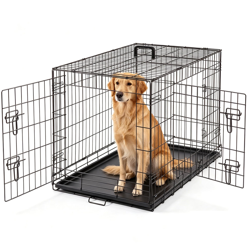 DUMOS 36-inch dog crate with rounded edges and safe construction for indoor use