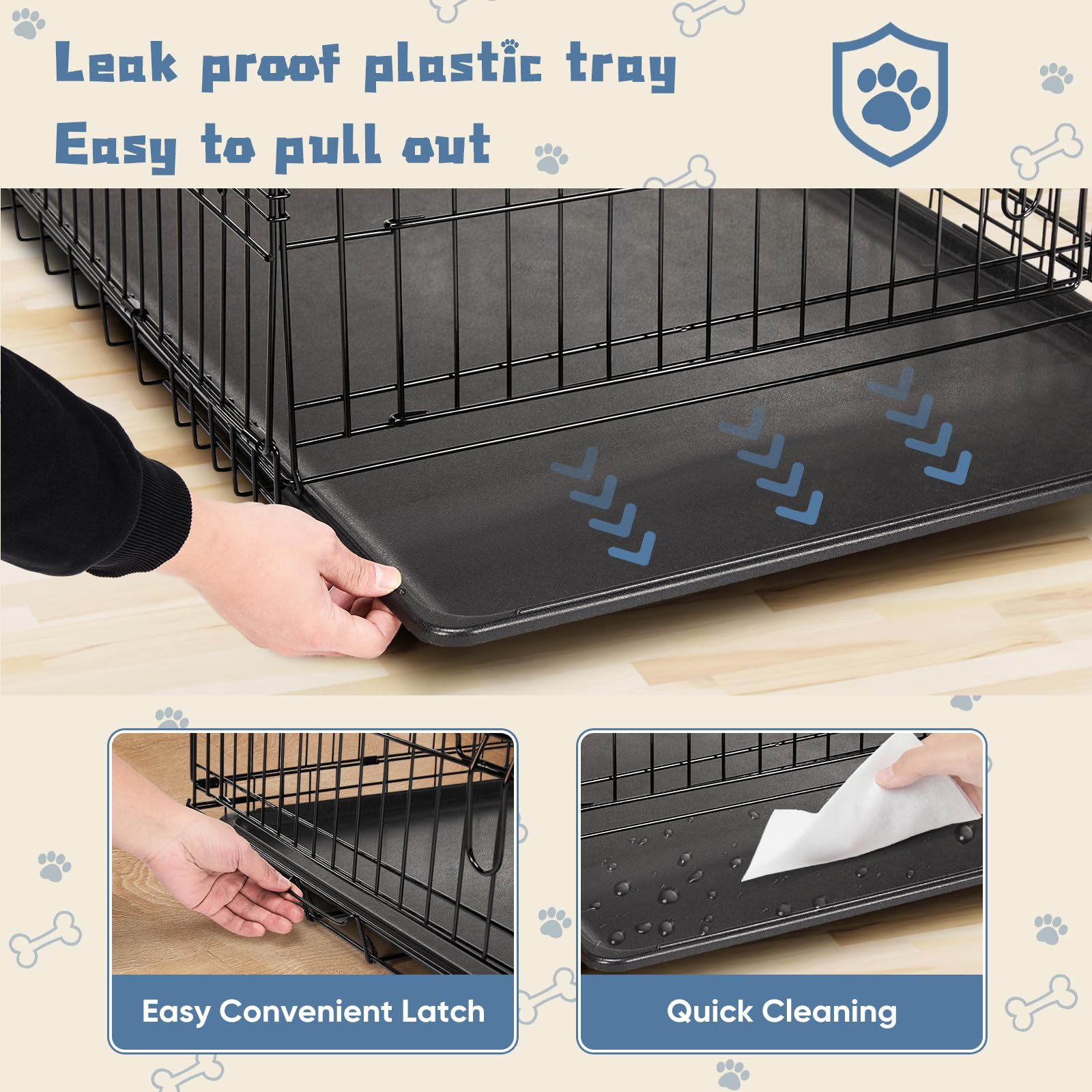 DUMOS foldable kennel folded flat for compact storage.