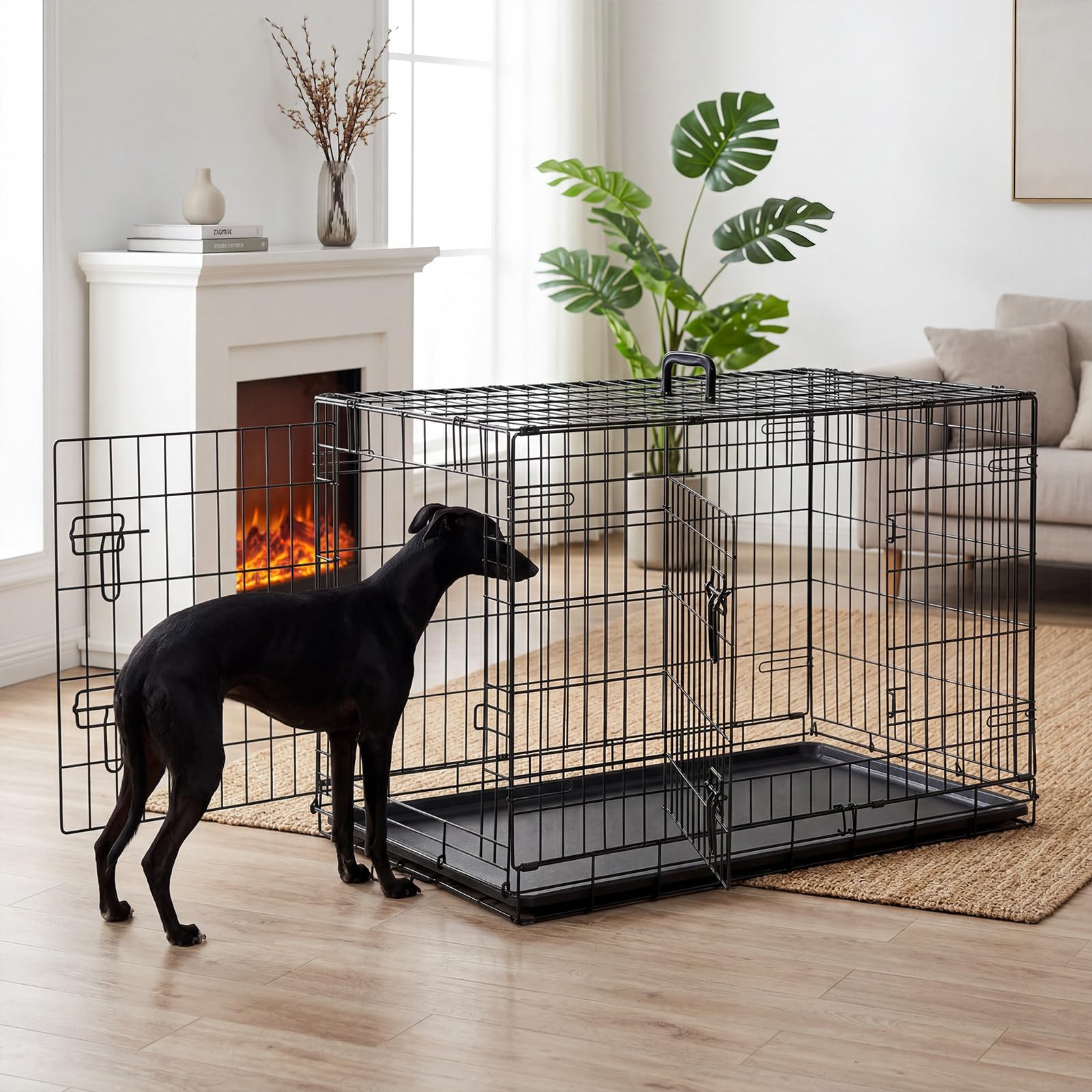 Front and side doors on the DUMOS crate provide ventilation and access.