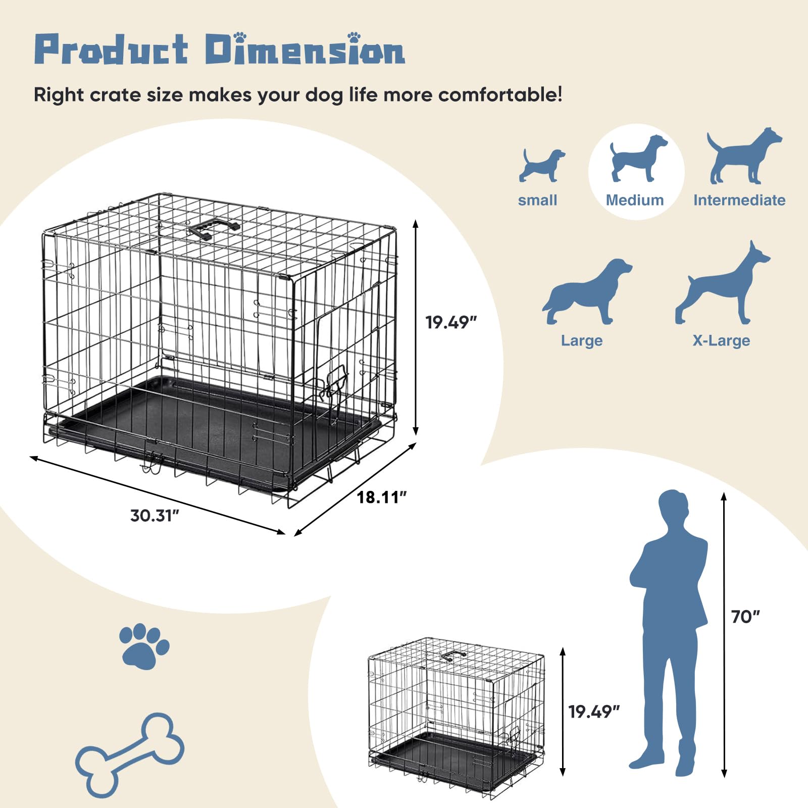 DUMOS partition plate adjusts space as your dog grows.