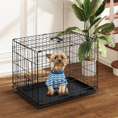 DUMOS crate interior with removable tray for quick cleaning and odor control