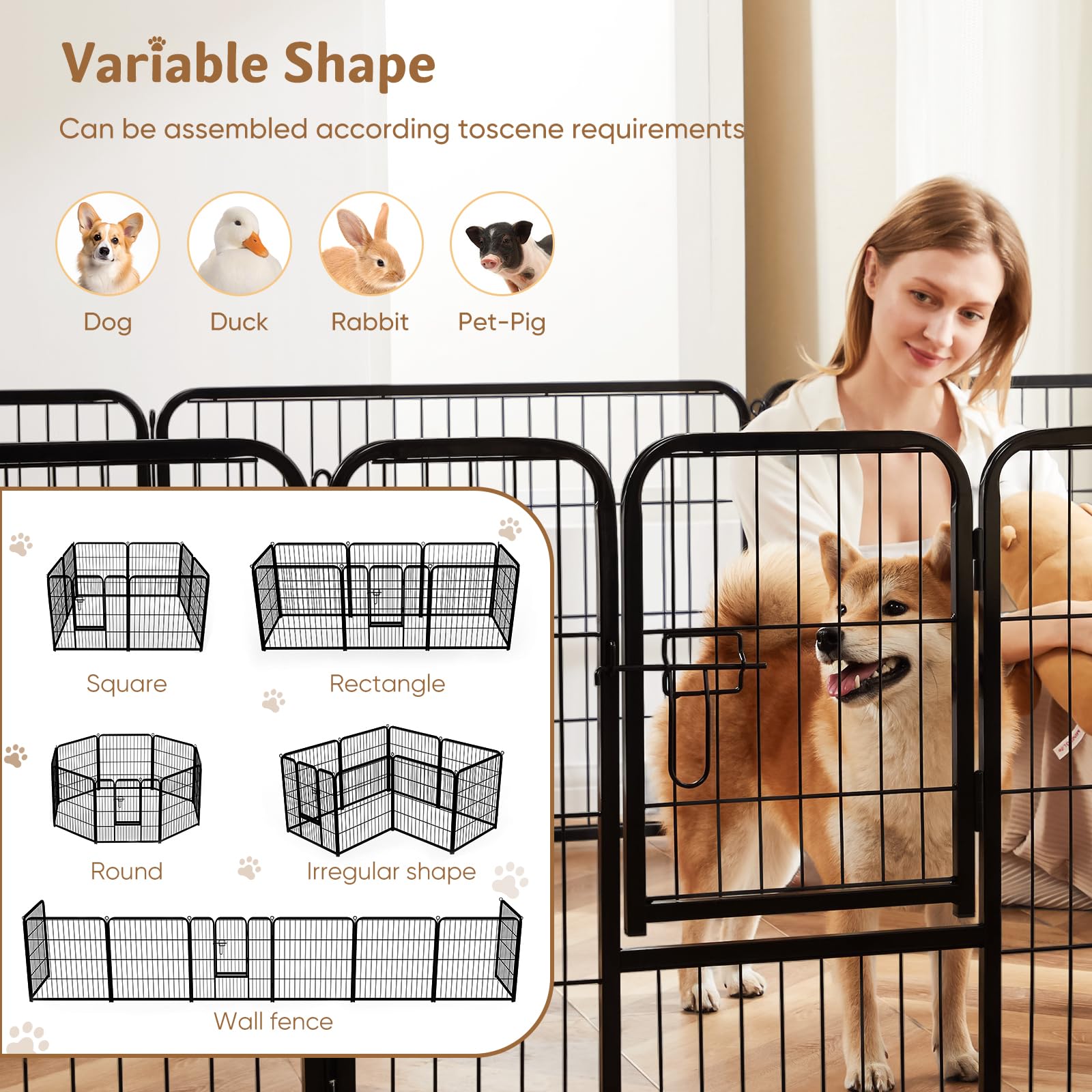 DUMOS 40-inch height options suit dogs of different sizes.