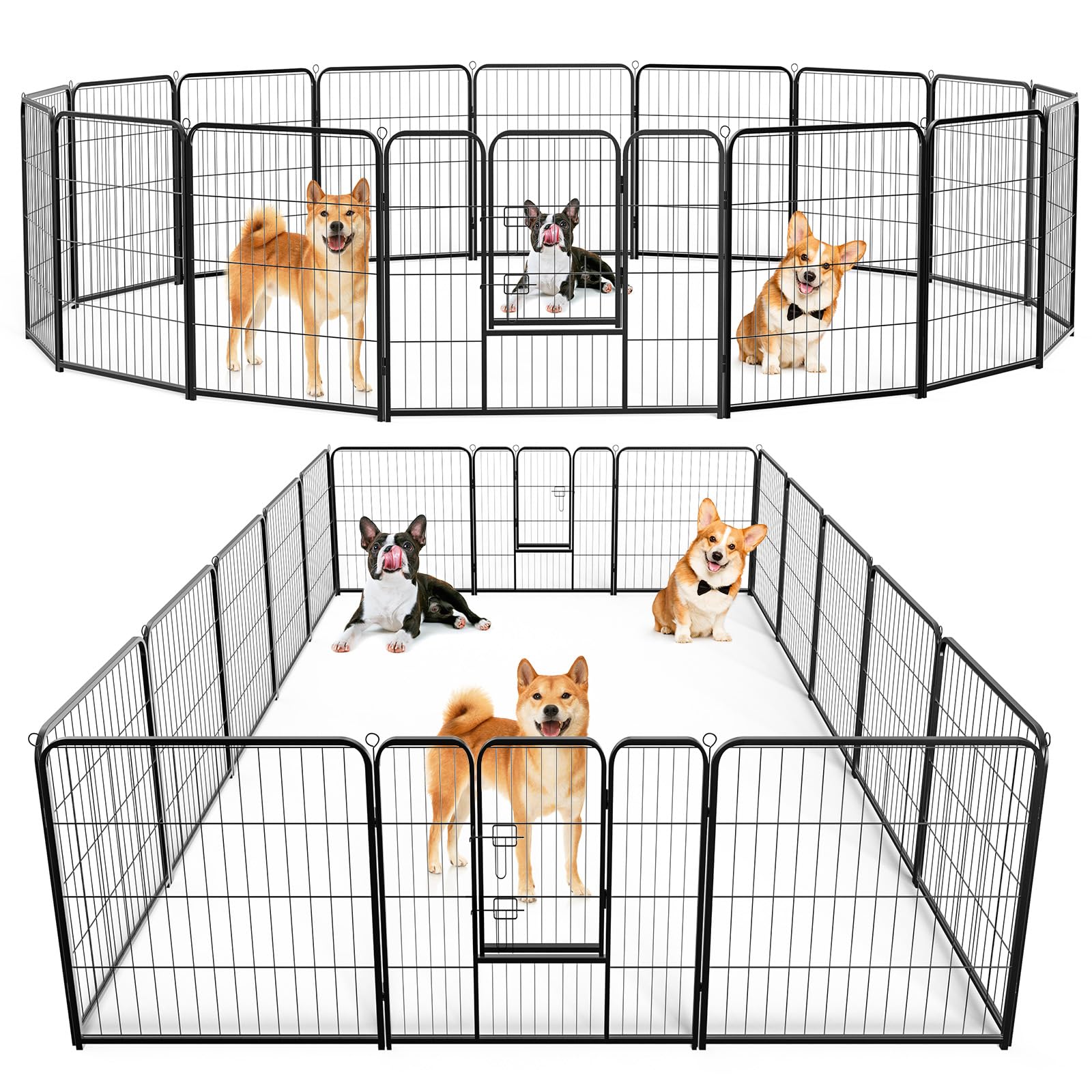 DUMOS dog playpen indoor 32inch, 16 panels, durable containment for pets.