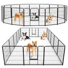 DUMOS dog playpen indoor 32inch, 16 panels, durable containment for pets.