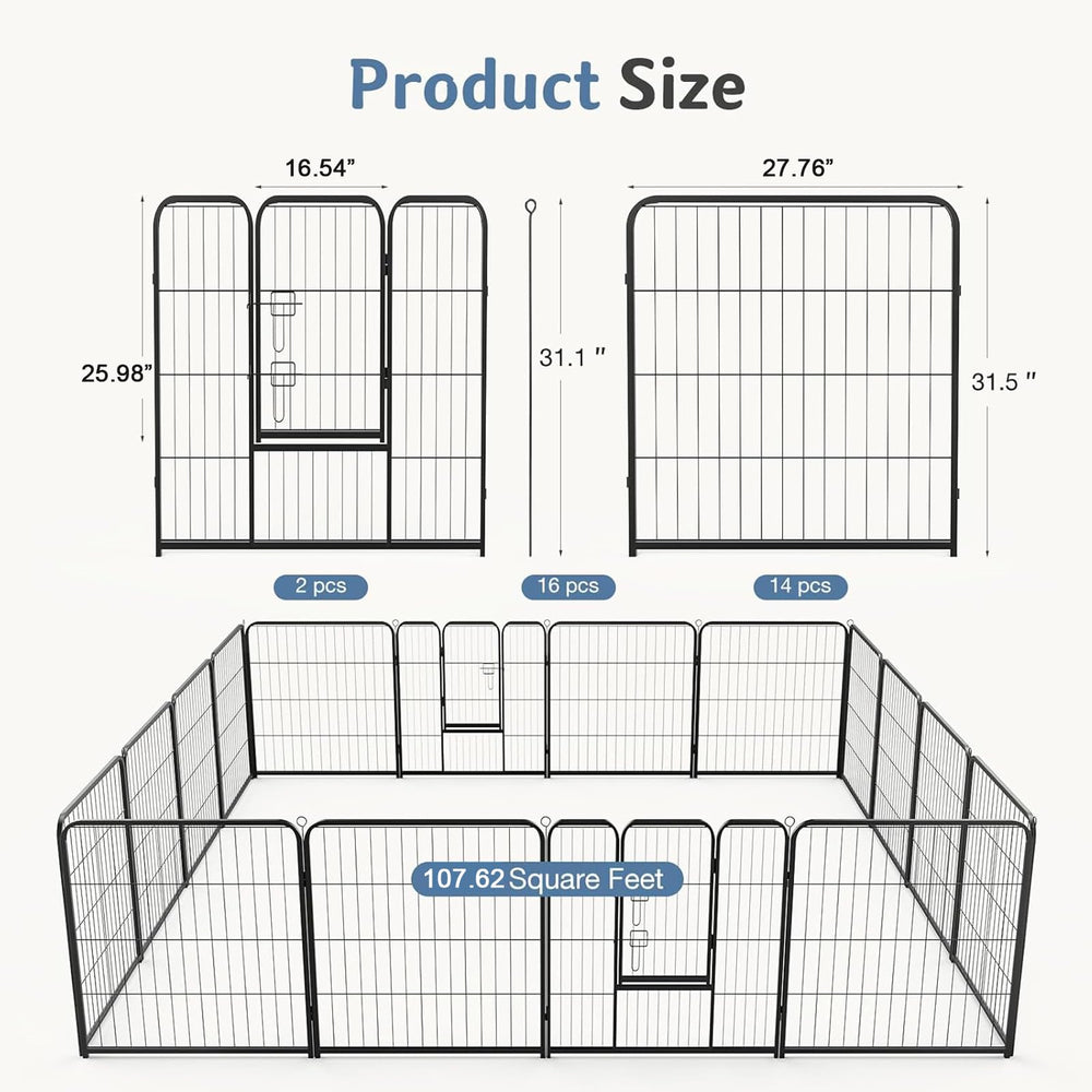 DUMOS dog playpen indoor-outdoor use, versatile for home, yard, or campsite.