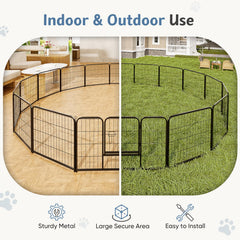 DUMOS dog playpen panel options, 8 or 16 panels for different space needs.