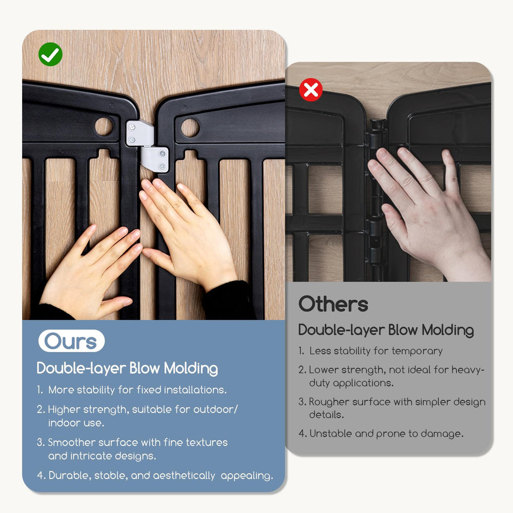 Durable blow-molded plastic of the DUMOS playpen withstands temporary outdoor use