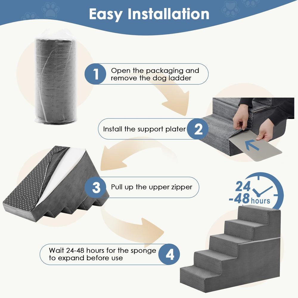 DUMOS 3-4-5 step options match sofa and bed heights for easy climbs.