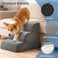 DUMOS dog stairs available in 3-4-5 steps to fit furniture heights.