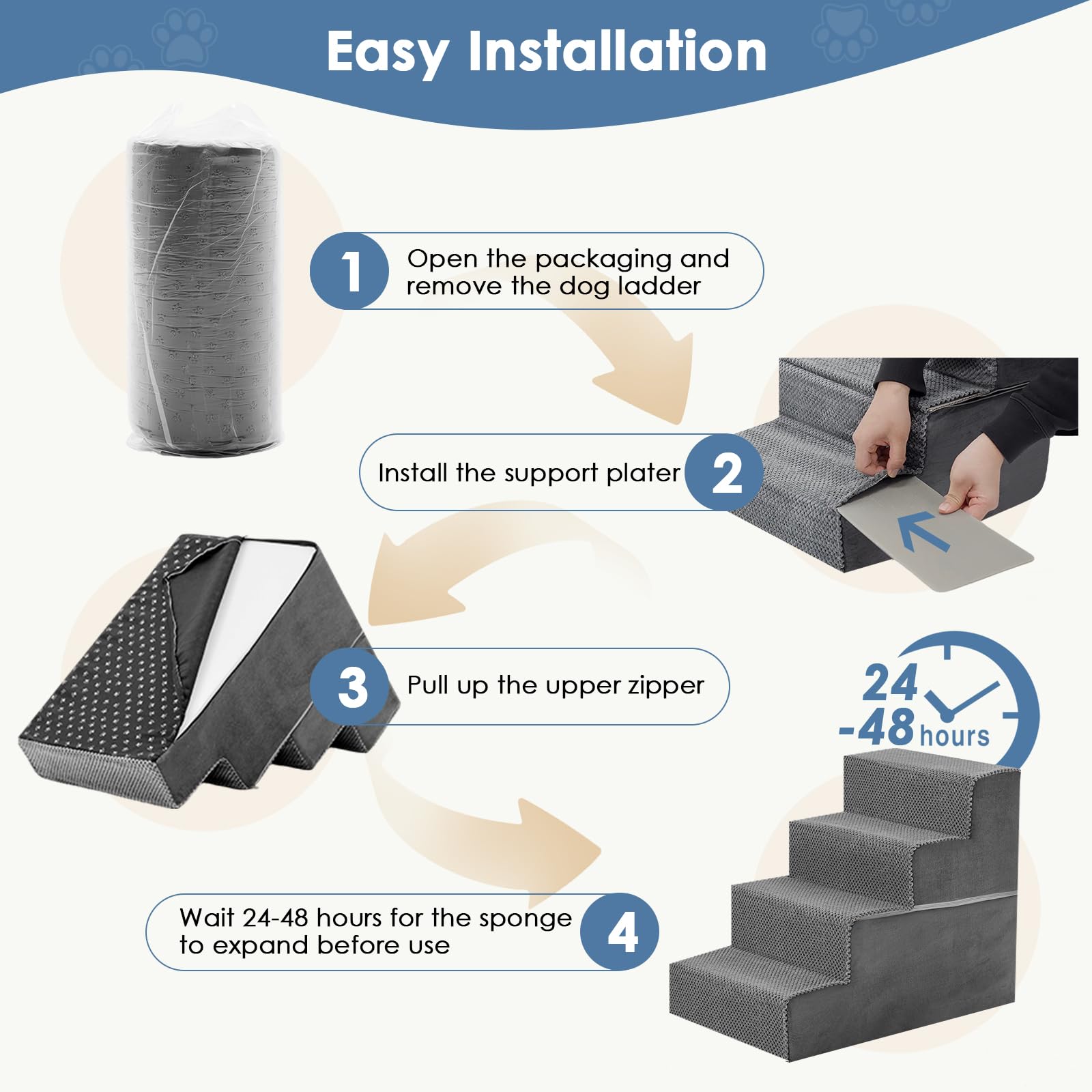 DUMOS stairs beside sofa support safe climbs for pets.