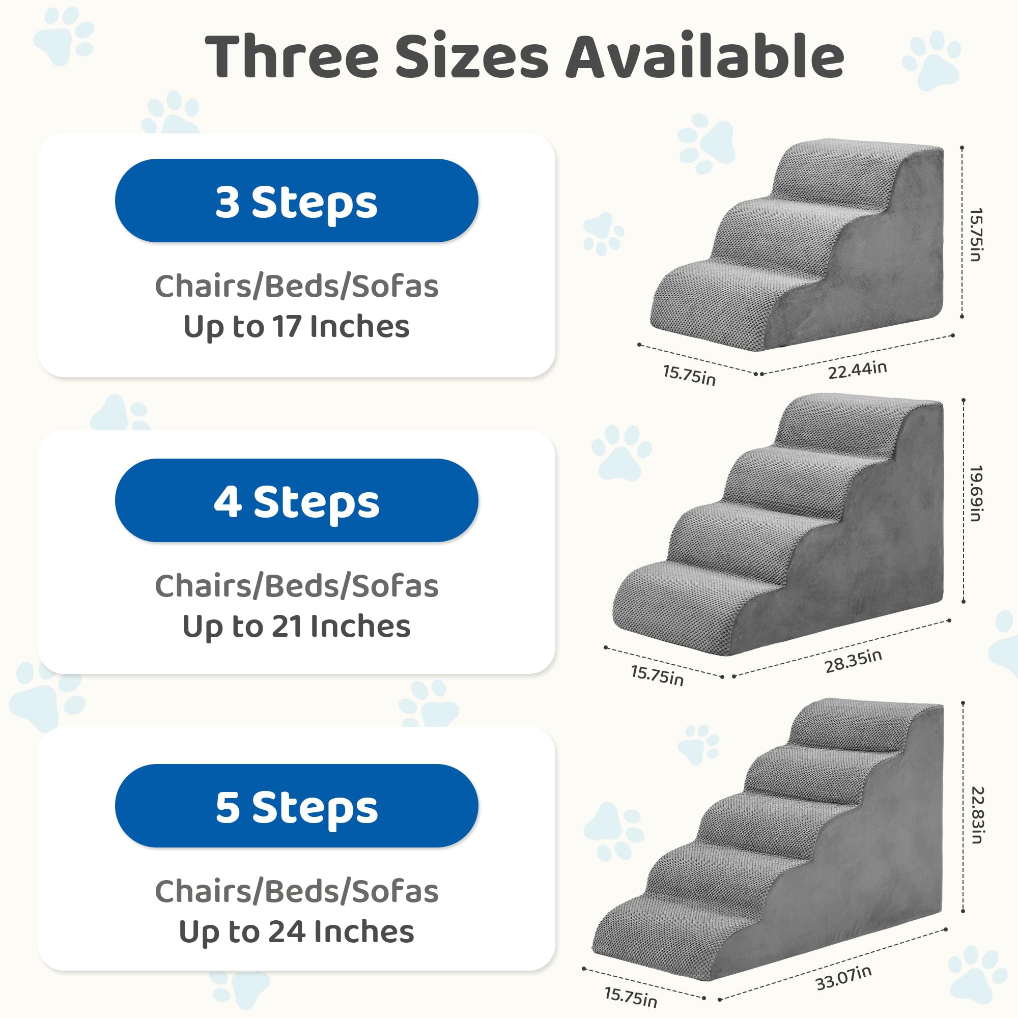 DUMOS dog stairs removable cover for quick cleaning after muddy paws.