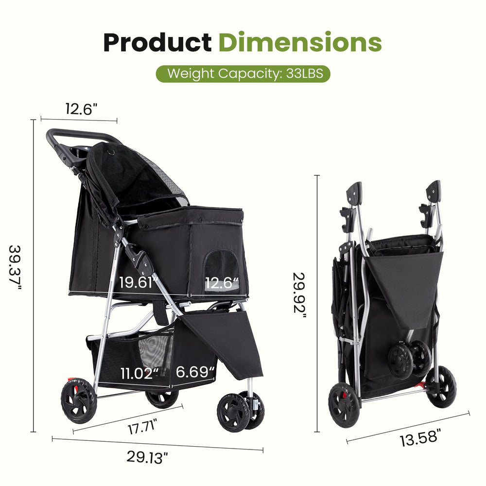 DUMOS pet stroller cabin with removable cushion keeps pets cozy during rides